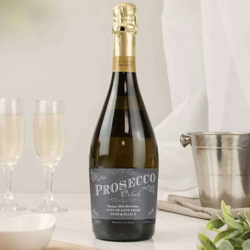 Personalised 'Prosecco O'Clock' Bottle Of Prosecco