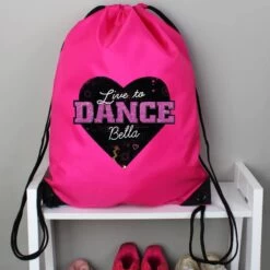 Personalised 'Live To Dance' Pink Kit Bag
