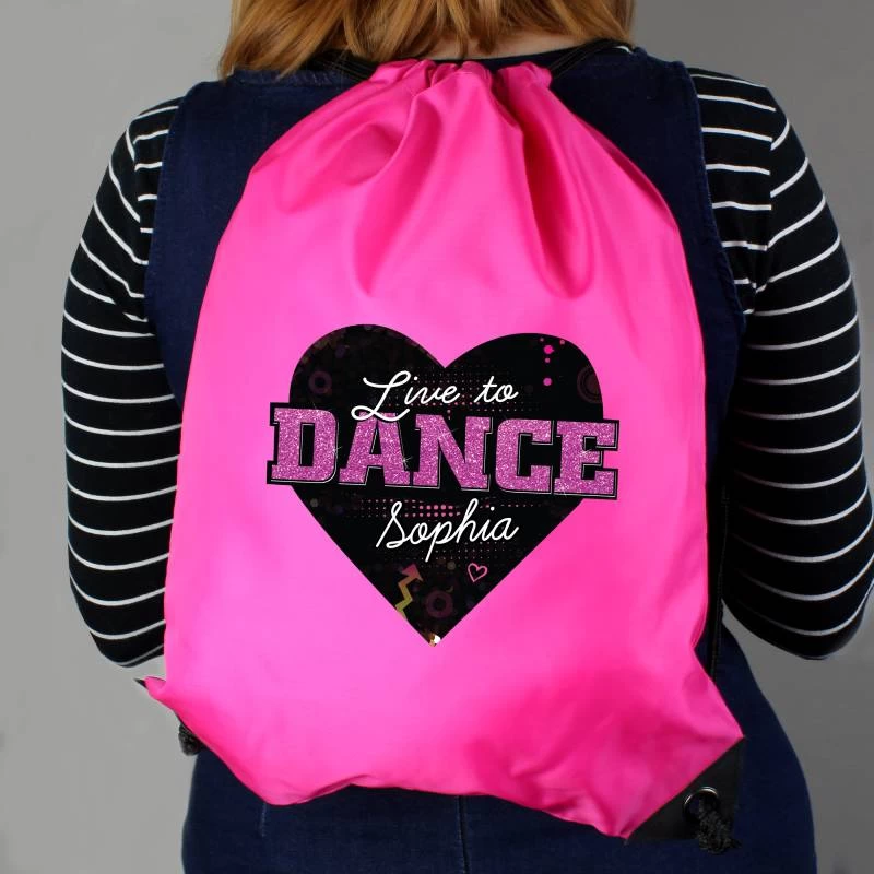 Personalised 'Live To Dance' Pink Kit Bag - Image 3