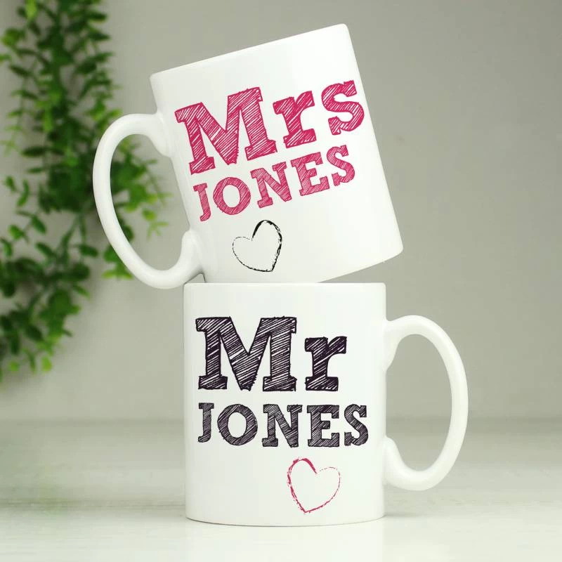 Personalised Mr Mrs Mug Set - Image 2