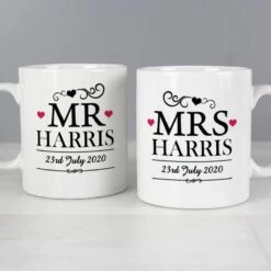 Personalised Mr And Mrs Mug Set