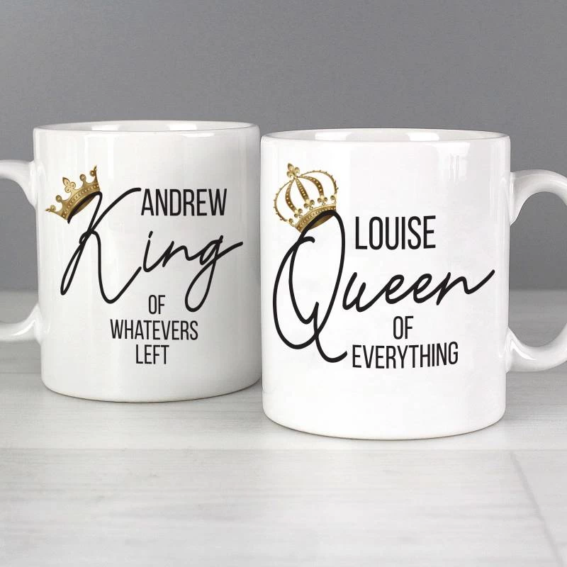 Personalised King And Queen Of Everything Mug Set