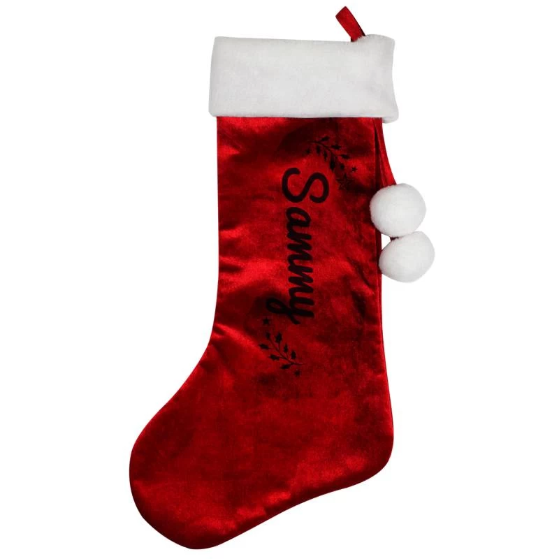 Personalised Holly Red Christmas Stocking - Image 2