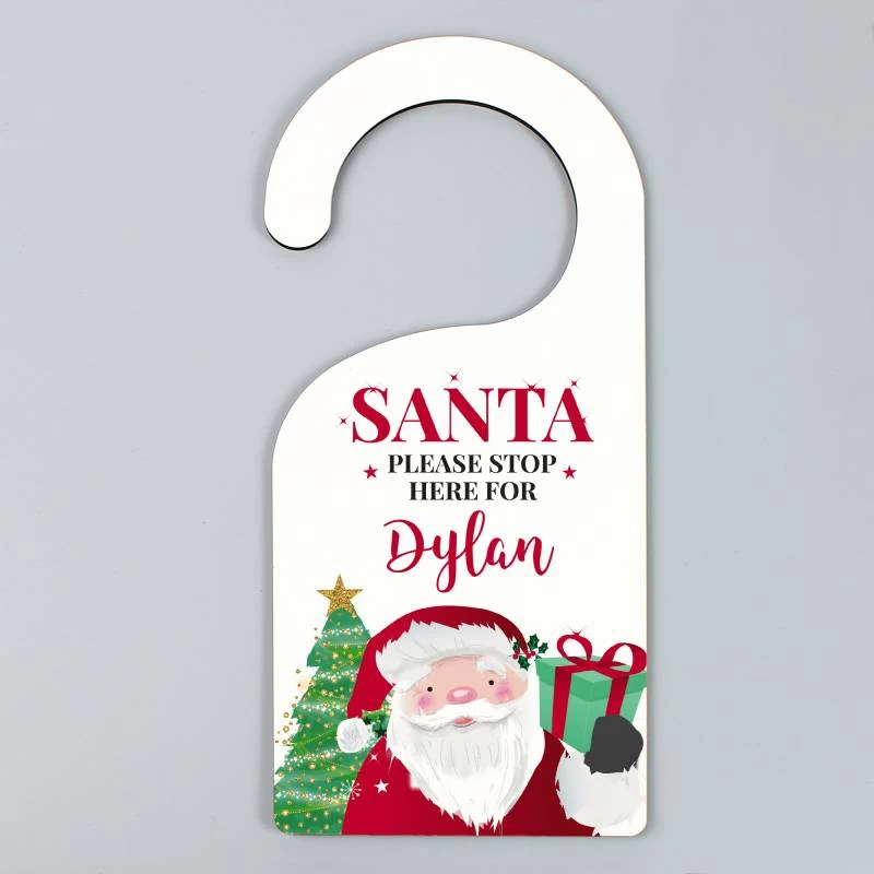 Personalised Santa Stop Here Door Hanger - Image 3