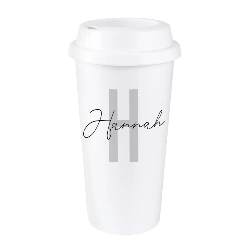 Personalised Initial & Name Double Walled Travel Mug - Image 2