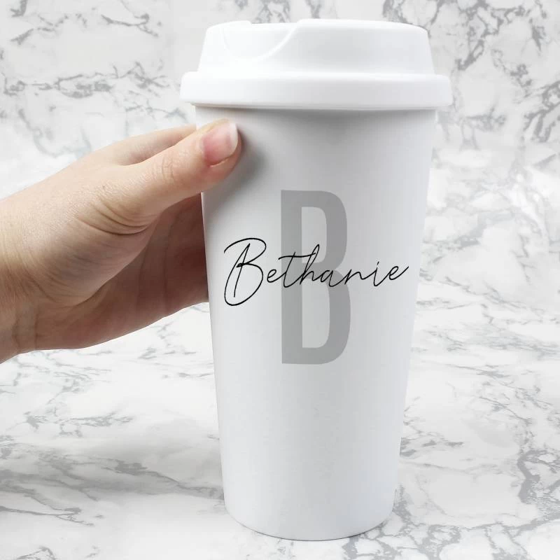 Personalised Initial & Name Double Walled Travel Mug - Image 3