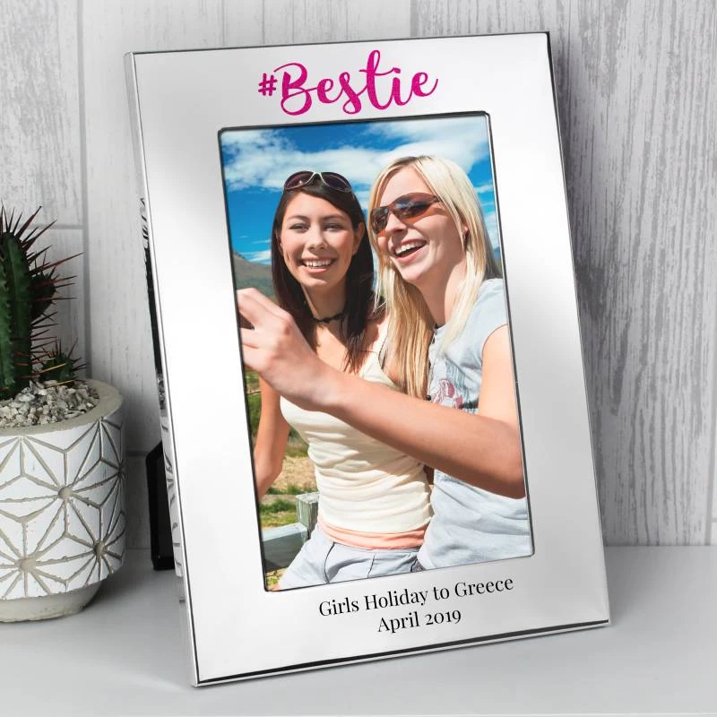 Personalised #Bestie 4x6 Silver Photo Frame - Image 3