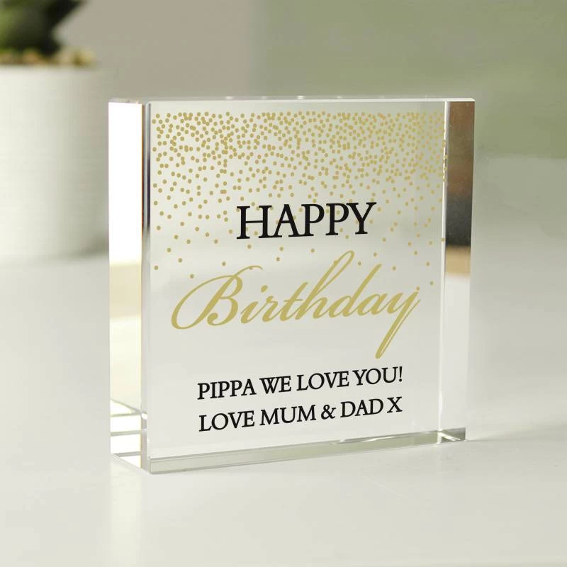 Personalised Gold Confetti Large Crystal Token - Image 3