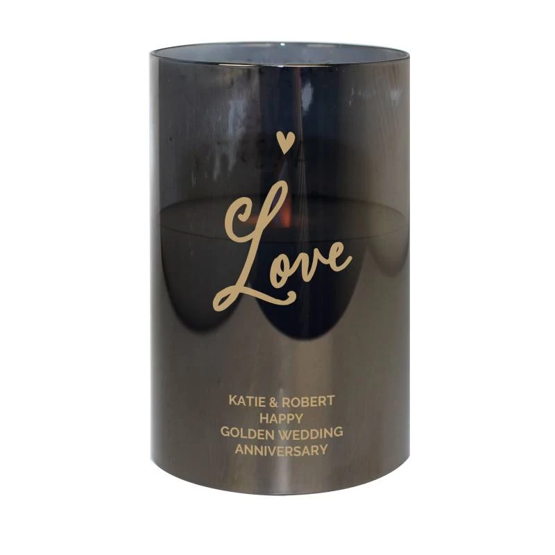 Personalised Love Smoked Glass LED Candle - Image 2