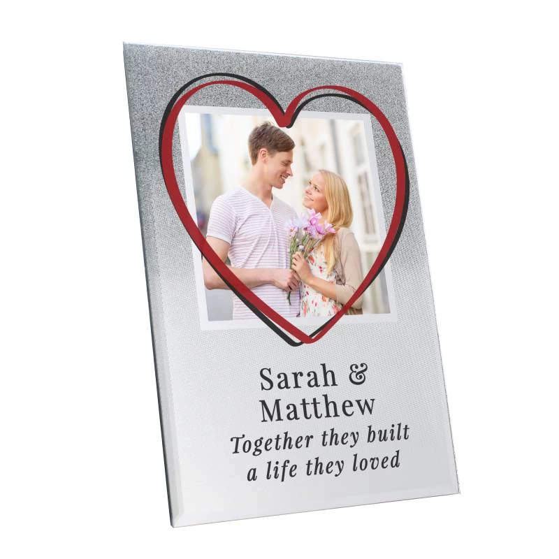 Personalised Heart 4x4 Glitter Glass Photo Frame - Image 3