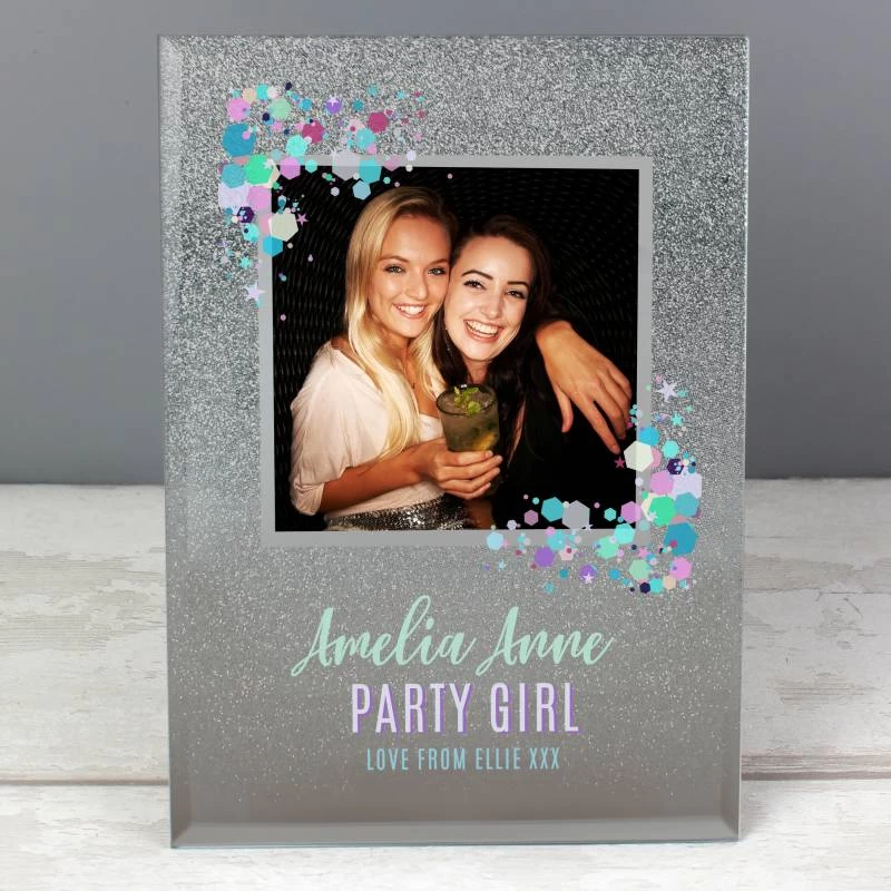 Personalised Festival Style 4x4 Glitter Glass Photo Frame - Image 2
