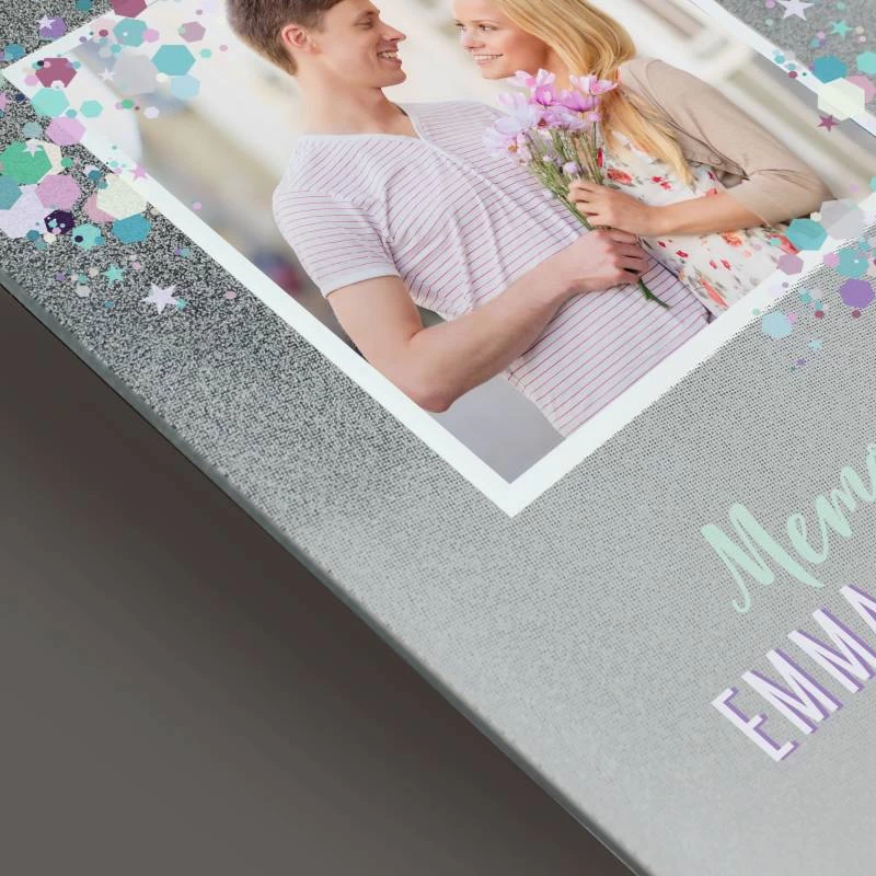 Personalised Festival Style 4x4 Glitter Glass Photo Frame - Image 3