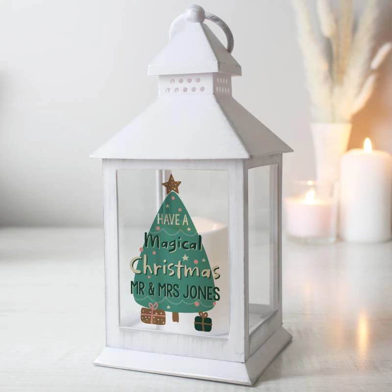 Personalised Have A Magical Christmas White Lantern - Image 2