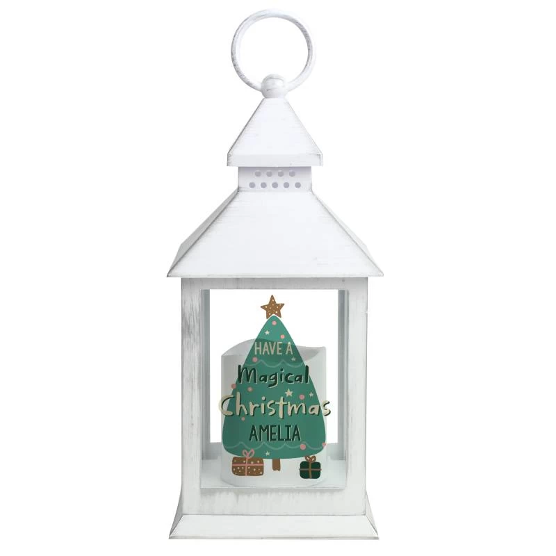 Personalised Have A Magical Christmas White Lantern - Image 3