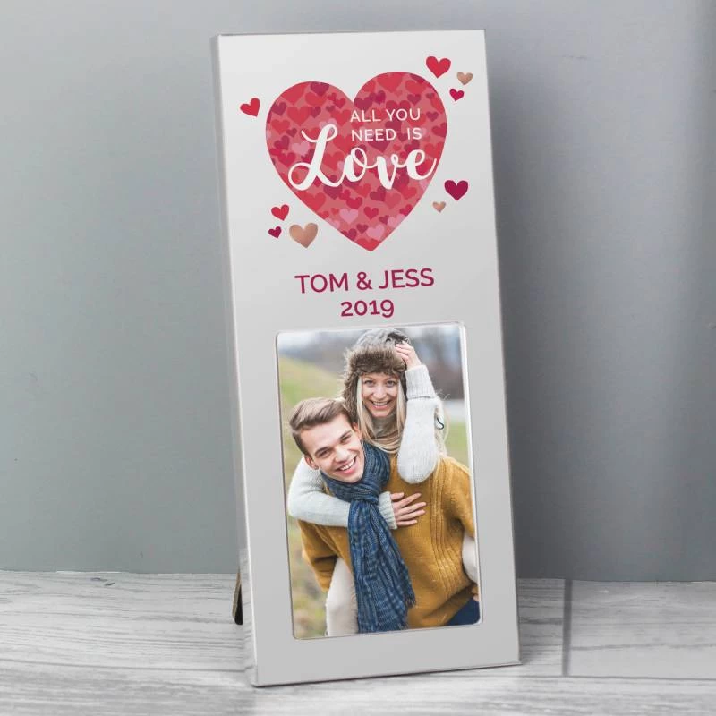 Personalised 'All You Need Is Love' Confetti Hearts 2x3 Photo Frame - Image 2