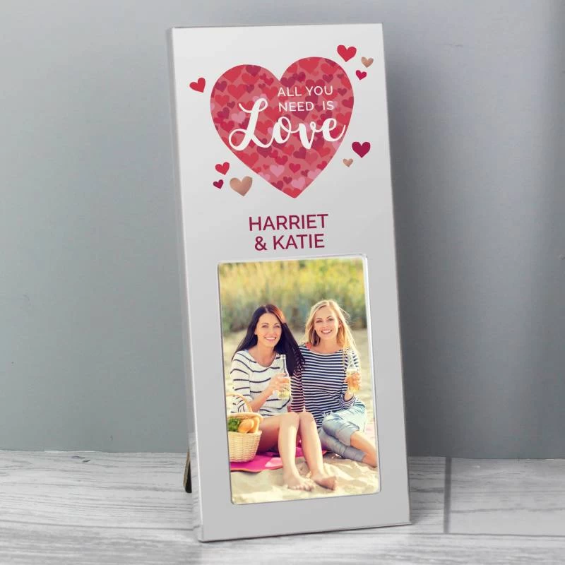 Personalised 'All You Need Is Love' Confetti Hearts 2x3 Photo Frame - Image 3