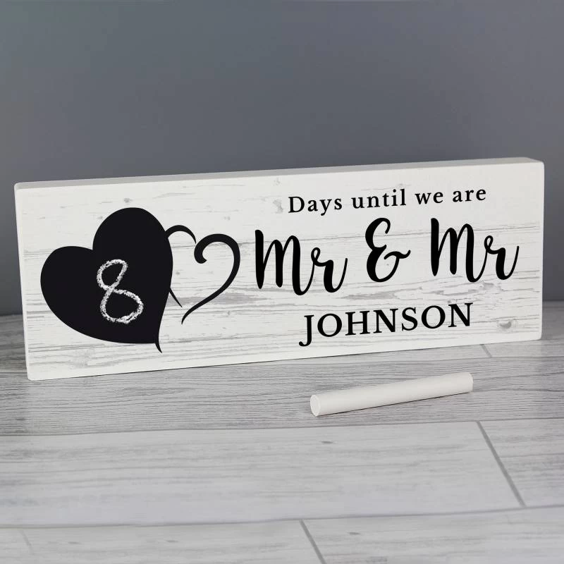 Personalised Rustic Chalk Countdown Wooden Block Sign - Image 2