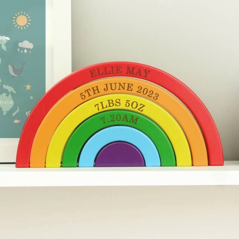 Personalised Wooden Rainbow Stacker - Image 2