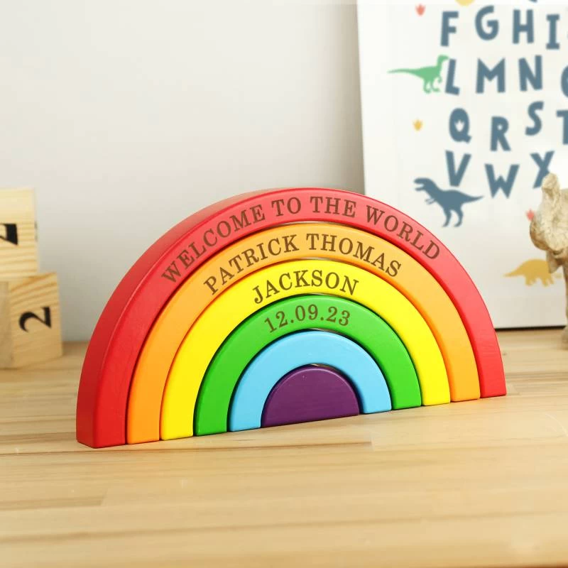 Personalised Wooden Rainbow Stacker - Image 3