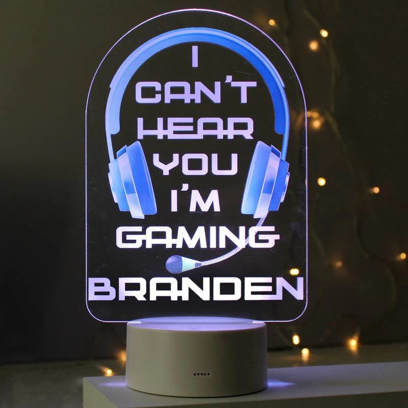 Personalised Blue Gaming LED Colour Changing Night Light - Image 2