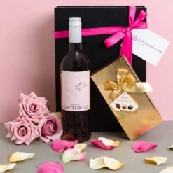 Rose Wine And Belgian Chocolates Gift