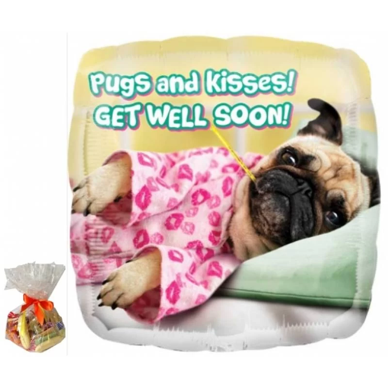 Pugs And Kisses Get Well Soon Sweet Balloon