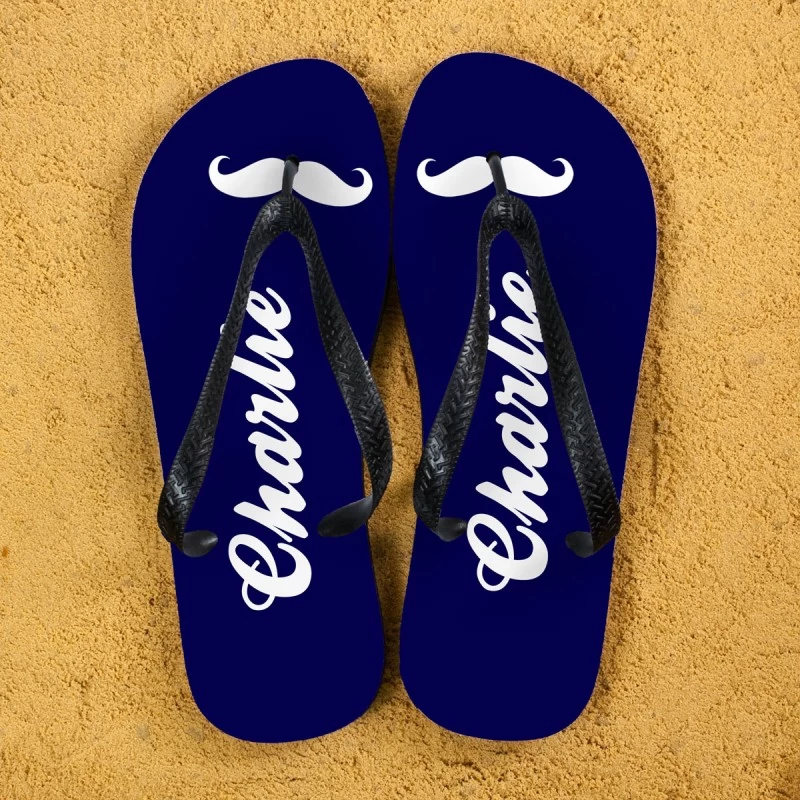 Personalised Moustache Flip Flops