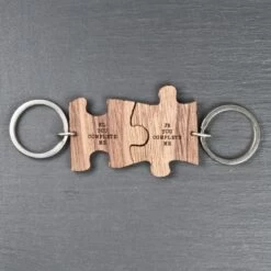 Personalised You Complete Me Romantic Jigsaw Keyring