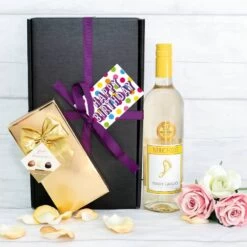 Happy Birthday White Wine And Belgian Chocolates