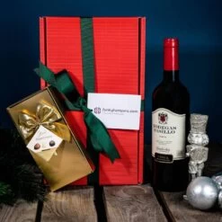 Christmas Red Wine And Belgian Chocolates Hamper